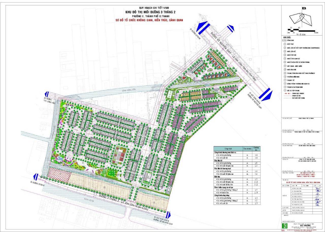 quy hoạch chi tiết 1/500 dự &aacute;n KĐTM Đường 3 th&aacute;ng 2, TP. Vị Thanh.