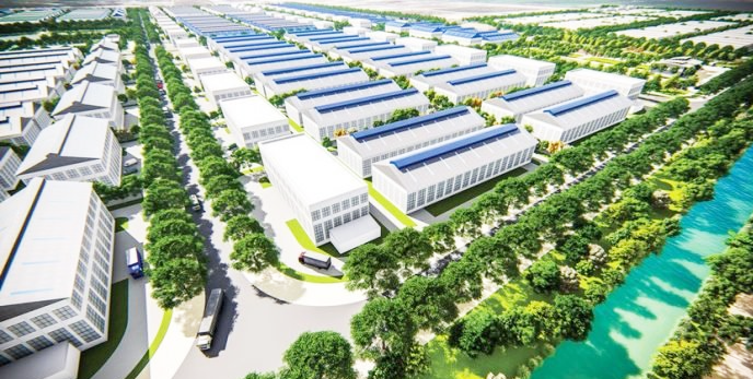 h&igrave;nh ảnh phối cảnh một cụm c&ocirc;ng nghiệp nh&igrave;n từ tr&ecirc;n cao