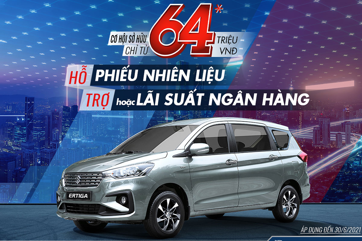 Sở hữu mẫu MPV Ertiga l&yacute; tưởng trong th&aacute;ng 6 với ưu đ&atilde;i hấp dẫn,&nbsp;chỉ cần trả trước từ 64 triệu đồng.