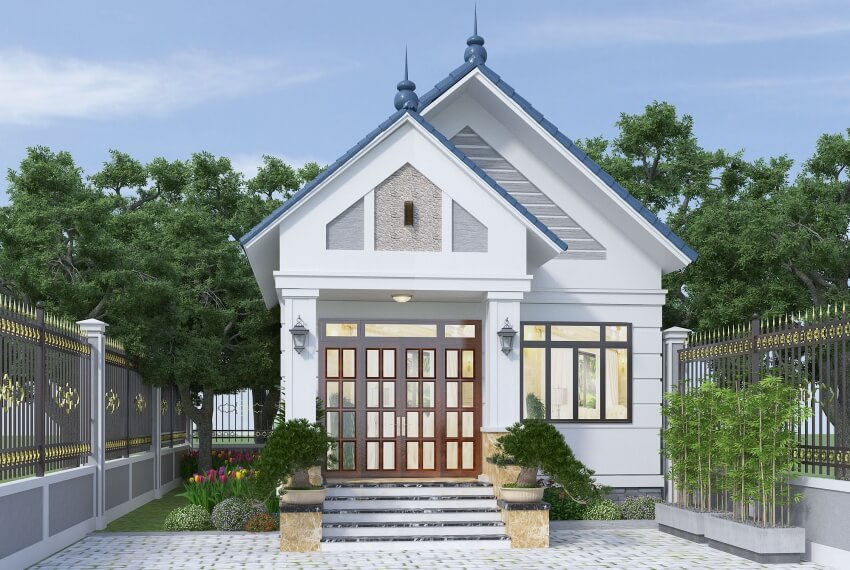 Phối cảnh 3D mẫu nhà cấp 4 mái Thái hiện đại