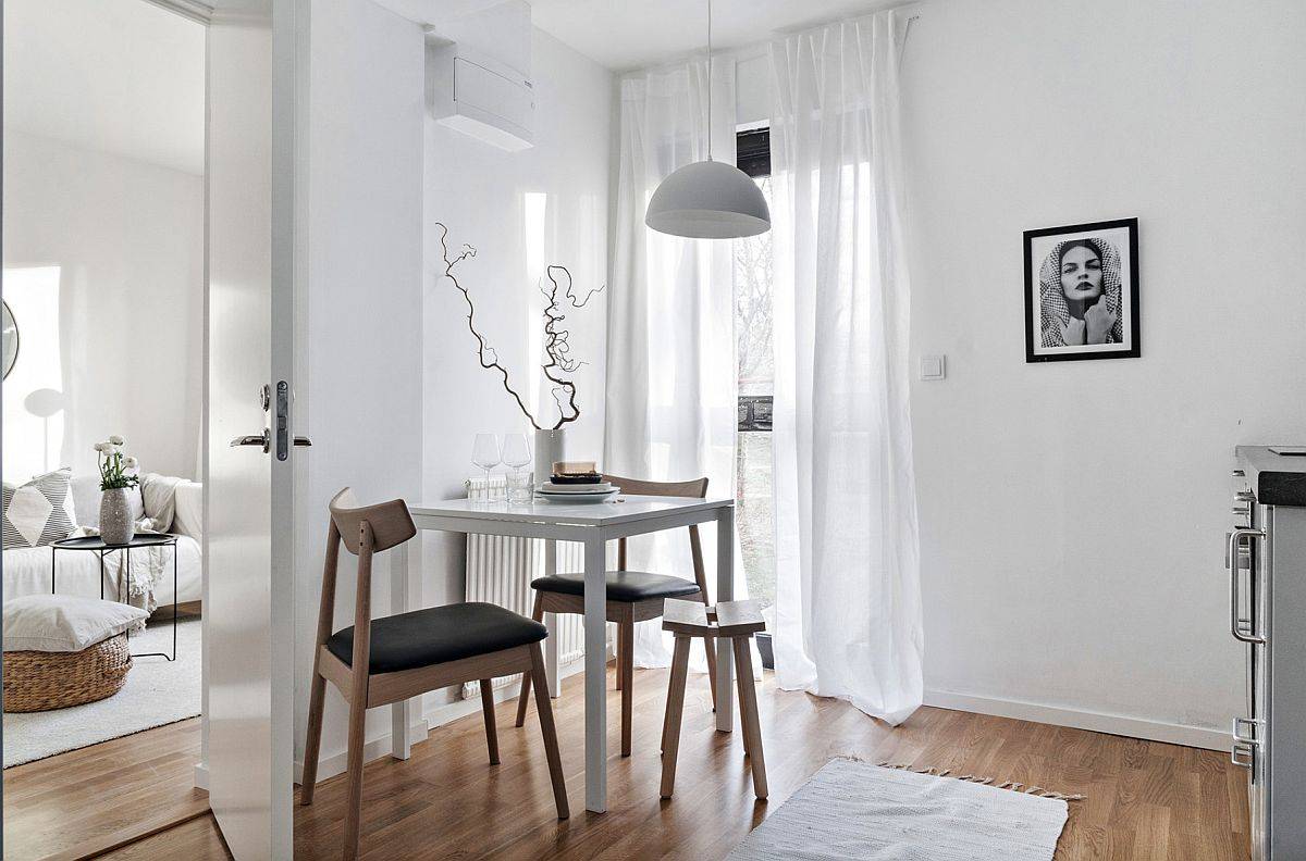 Ph&ograve;ng ăn uống "si&ecirc;u nhỏ" trong căn hộ phong c&aacute;ch Scandinavian.