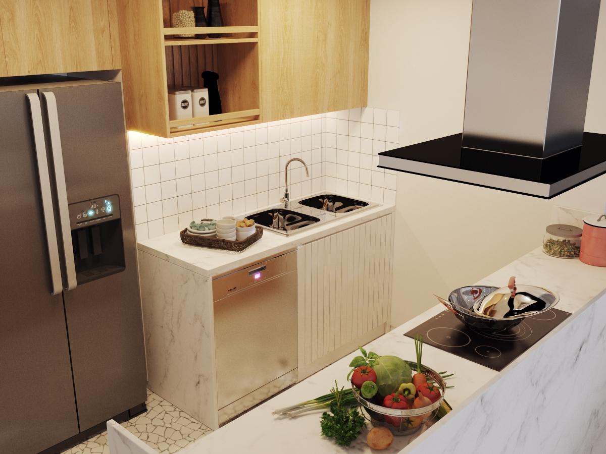 h&igrave;nh ảnh đảo bếp nh&igrave;n từ tr&ecirc;n cao