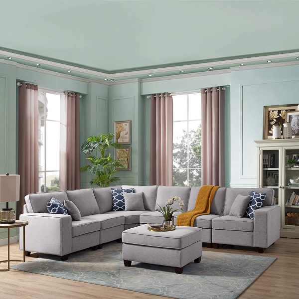 Ghế sofa m&ocirc;-đun 7 mảnh bao gồm mọi thứ bạn cần để tạo ra một khu vực tiếp kh&aacute;ch th&acirc;n thiện v&agrave; thoải m&aacute;i. Mẫu ghế n&agrave;y mang lại nhiều chỗ ngồi hơn.