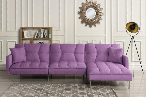 Nếu chuộng t&ocirc;ng m&agrave;u t&iacute;m oải hương l&atilde;ng mạn nhẹ nh&agrave;ng, bạn c&oacute; thể tham khảo mẫu ghế sofa đẹp đẹp. Lưu &yacute;, n&ecirc;n giữ cho mọi thứ xung quanh trung t&iacute;nh nhất.