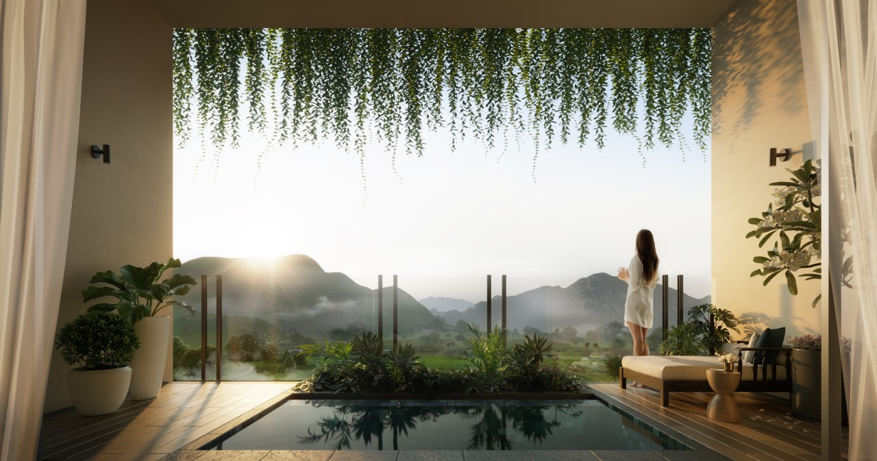 Bể khoáng nóng tại Apec Mandala Sky Villas Kim Bôi