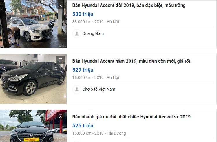 iá chuy&ecirc;̉n nhượng Hyundai Accent 2019 có ODO 20.000-35.000 km dao đ&ocirc;̣ng quanh mức 500 tri&ecirc;̣u đ&ocirc;̀ng 1