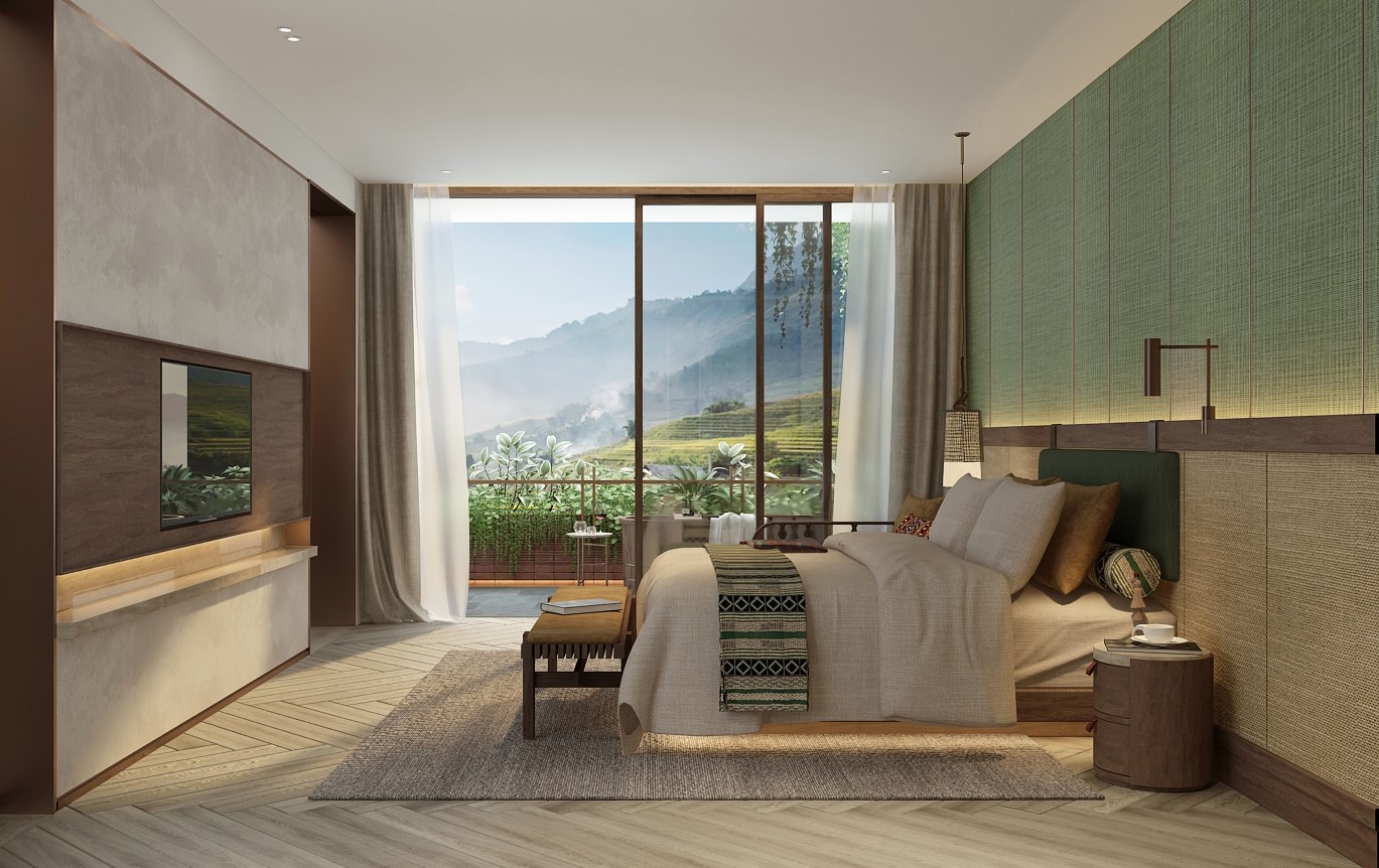 Phối cảnh căn hộ dự án Apec Mandala Sky Villas Kim Bôi
