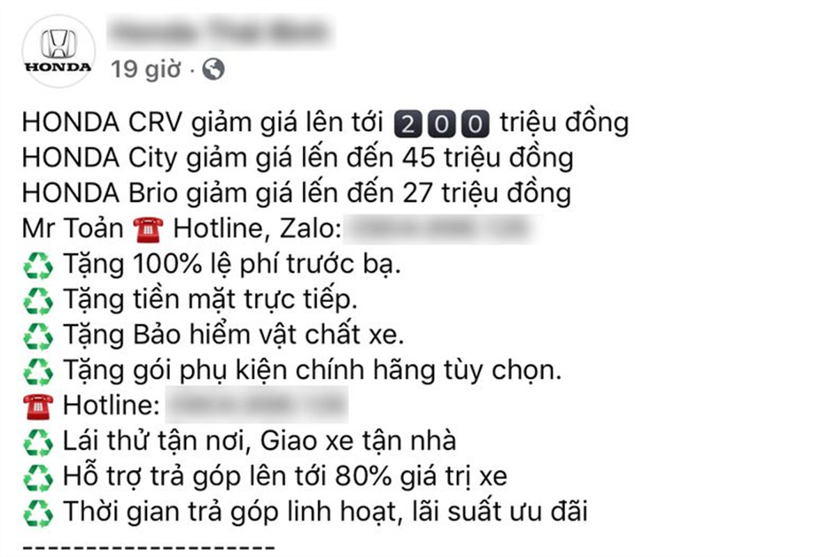 Honda CR-V 2021 đang được nhiều đại l&yacute; giảm gi&aacute; từ 100 - 115 triệu.