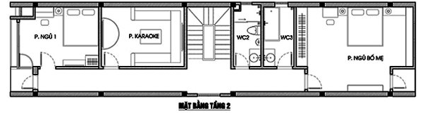 Mặt bằng c&ocirc;ng năng tầng 2 nh&agrave; ống
