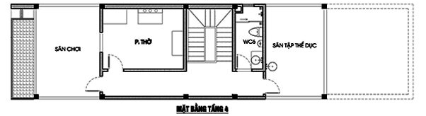 Mặt bằng c&ocirc;ng năng tầng 4 nh&agrave; ống