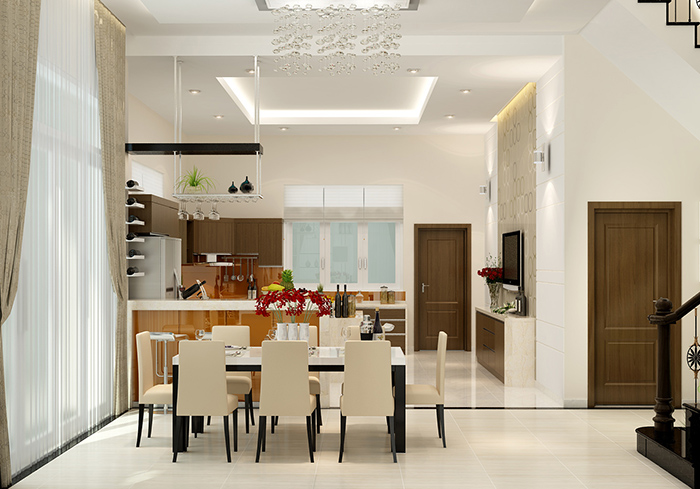 Bếp kết hợp ph&ograve;ng ăn l&agrave; thiết kế phổ biến, được ưa chuộng nhất hiện nay, vừa đảm bảo sự th&ocirc;ng tho&aacute;ng, rộng r&atilde;i, vừa gi&uacute;p tăng t&iacute;nh kết nối giữa c&aacute;c th&agrave;nh vi&ecirc;n gia đ&igrave;nh.