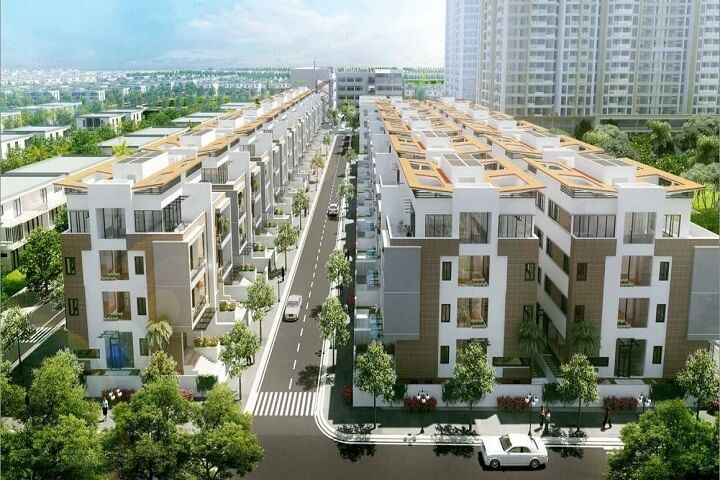 hình ảnh phối cảnh 3D khu nhà liền kề biệt thự