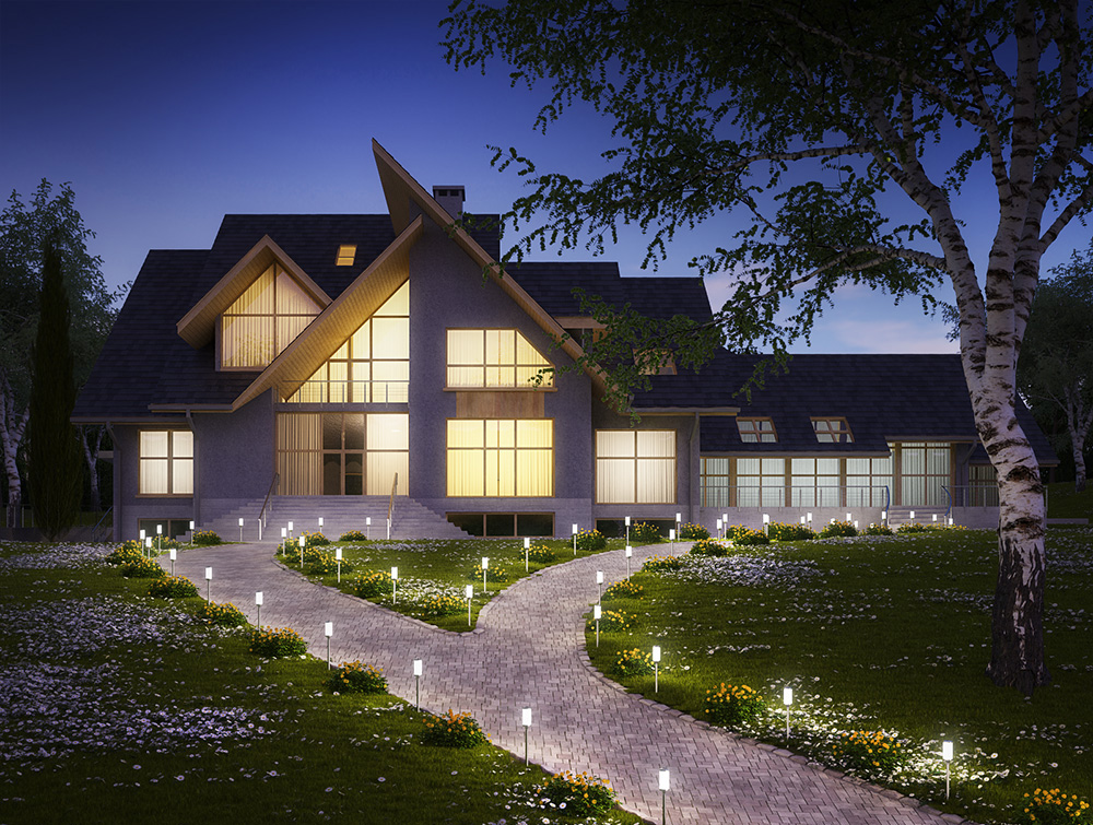 Đèn chiếu sáng tạo sinh khí cho sân vườn khi đêm xuống. Đèn chiếu sáng tạo sinh khí cho sân vườn khi đêm xuống.