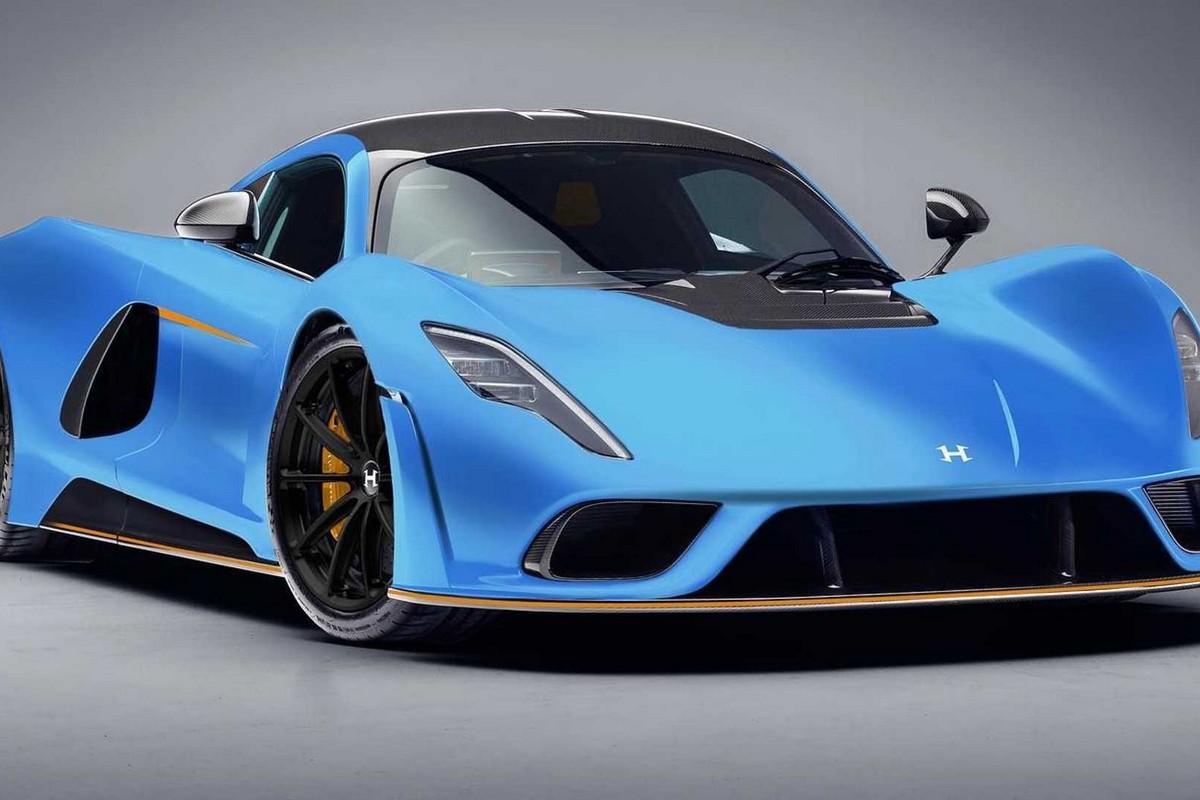 Hennessey Venom F5 xanh mặt trước