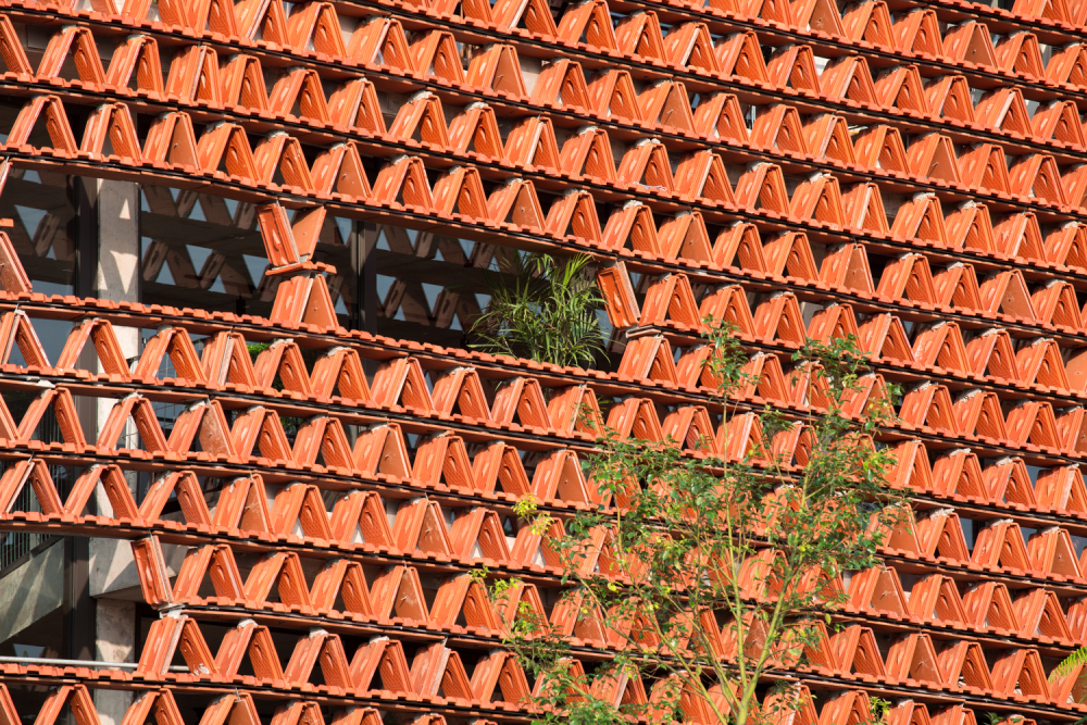 h&igrave;nh ảnh cận cảnh bức tường ng&oacute;i đỏ