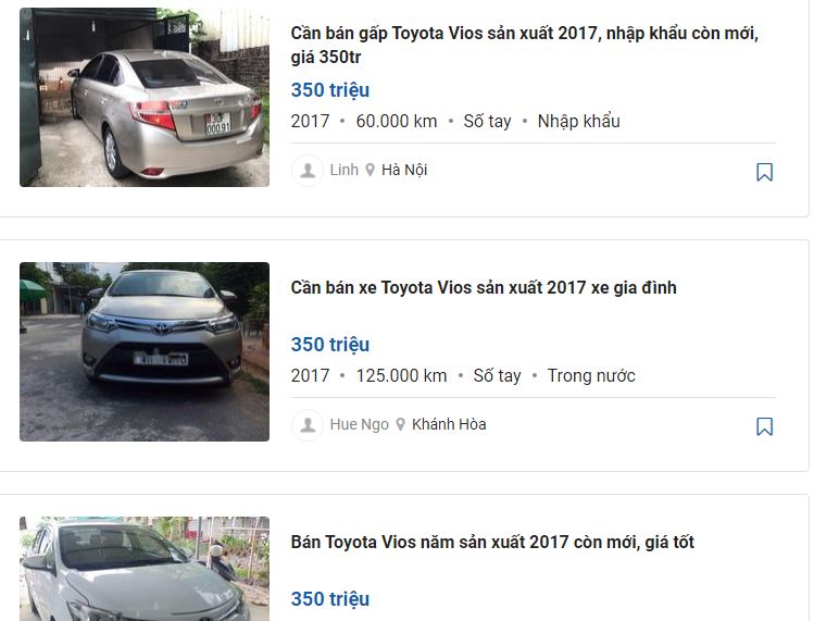 Những chiếc xe c&oacute; gi&aacute; 350-490 triệu đồng thanh khoản tốt. 1