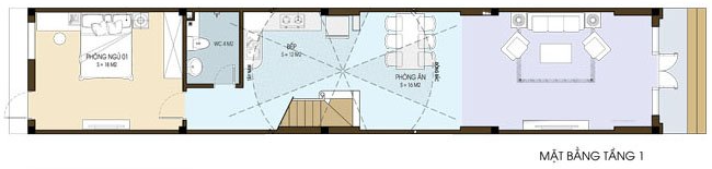 Mặt bằng bố trí nội thất tầng 1 nhà ống hiện đại