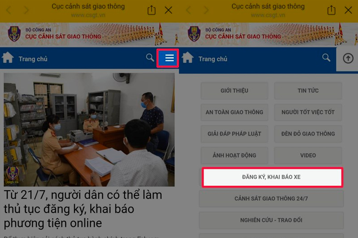 C&aacute;c bước đổi lại giấy chứng nhận đăng k&yacute; xe, biển số xe online.