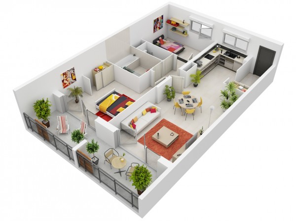 Chung cư 2 phòng ngủ này được thiết kế với bảng màu sáng chủ đạo tạo cảm giác sạch sẽ, thoáng rộng. Qua cửa sổ, cửa mở ra ban công, ánh sáng tự nhiên chiếu khắp không gian.