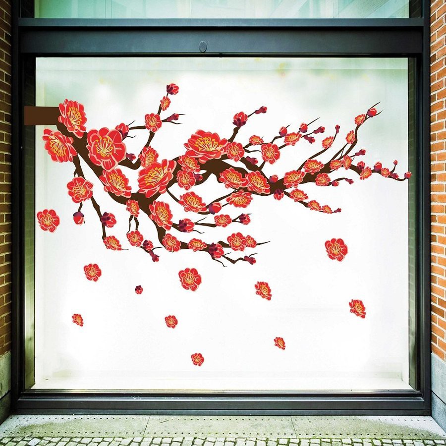 d&aacute;n decal h&igrave;nh Tết v&agrave;o cửa sổ k&iacute;nh