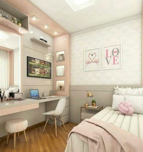 Ph&ograve;ng ngủ sắc hồng pastel nhẹ nh&agrave;ng, l&atilde;ng mạn d&agrave;nh cho c&ocirc; con g&aacute;i.