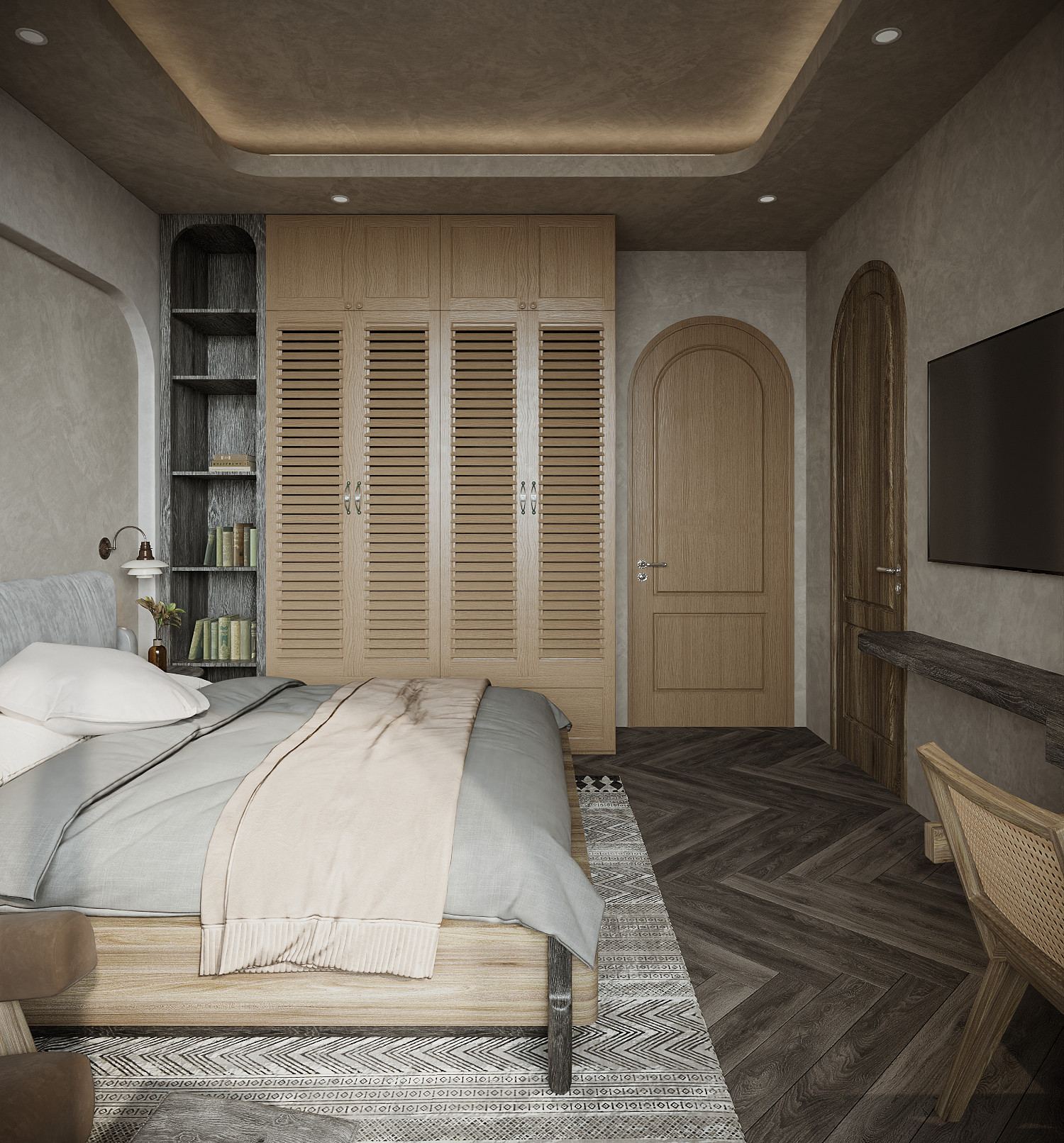 Đặc điểm chung dễ nhận thấy trong thiết kế nội thất biệt thự 4 tầng là các khung cửa hình vòm mềm mại tạo cảm giác cao thoáng, rộng mở hơn cho không gian.
