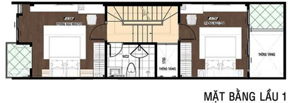 Mặt bằng tầng 2 nhà ống Mặt bằng tầng 2 nhà ống