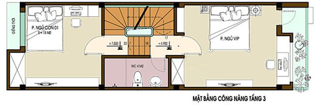 Mặt bằng tầng 3 nhà ống