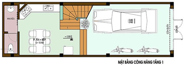 Mặt bằng tầng 1 nhà ống