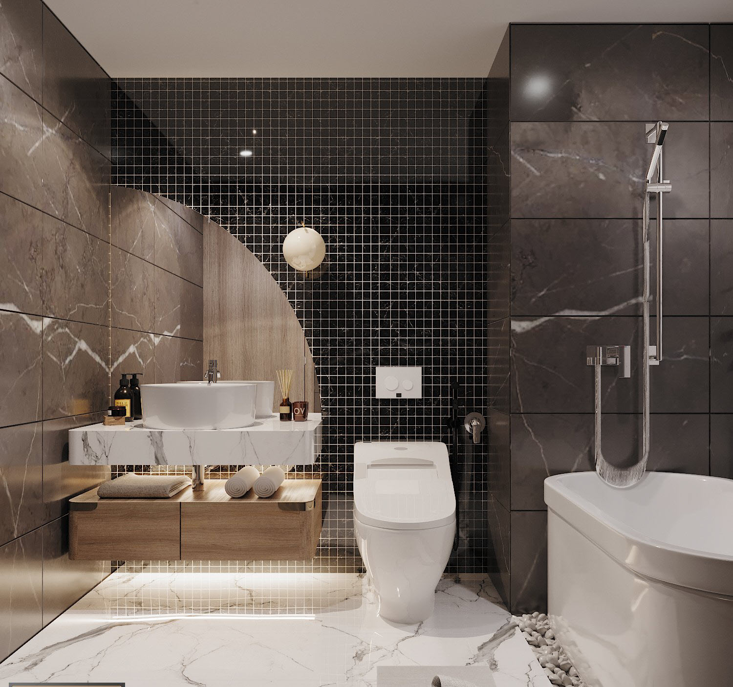 Trong căn hộ 150m2, hệ thống ánh sáng được bố trí khéo léo, vừa đảm bảo sự tiện dụng trong sinh hoạt hàng ngày, vừa giúp tôn lên vẻ đẹp của đường nét thiết kế nội thất.