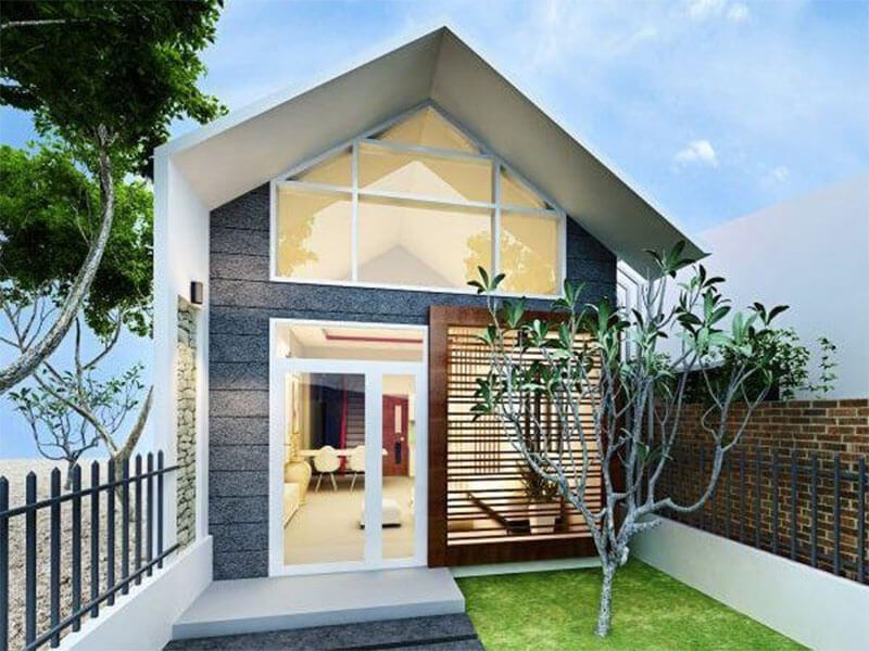 Phối cảnh 3D mẫu nh&agrave; cấp 4 c&oacute; g&aacute;c lửng hiện đại