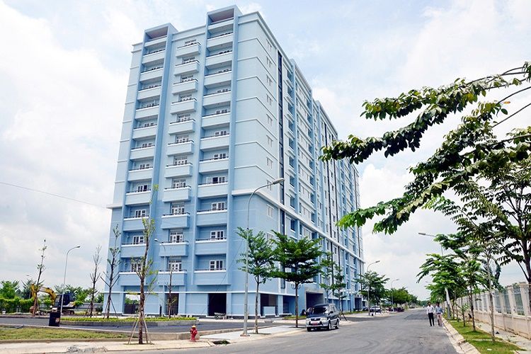 tòa nhà công vụ màu xanh lam