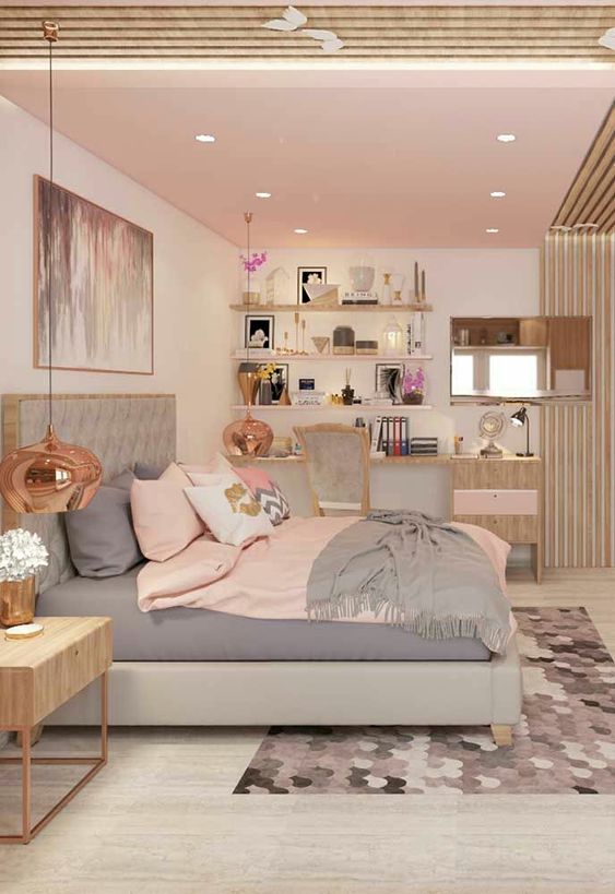 Ph&ograve;ng ngủ t&ocirc;ng m&agrave;u hồng phấn nhẹ nh&agrave;ng, tinh tế d&agrave;nh cho c&ocirc; con g&aacute;i.