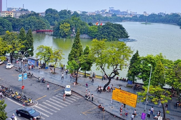hình ảnh phố đi bộ Hồ Gươm nhìn từ trên cao