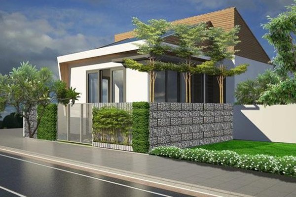 Một trong những mẫu nhà cấp 4 đẹp 5x20m được thiết kế theo phong cách hiện đại, có phần mái lệch ấn tượng, hút mọi ánh nhìn.