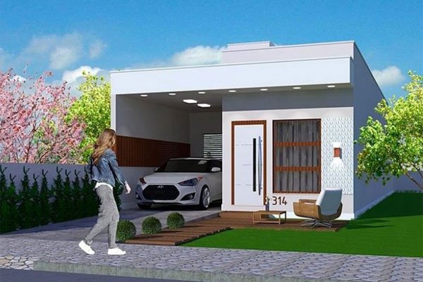 Mẫu thiết kế nhà cấp 4 nhỏ gọn, tiện nghi với sân trước lát gạch giả gỗ tạo không gian thư giãn ngoài trời thoáng mát.