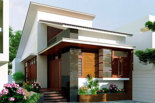 mẫu nhà cấp 4 hình ống, mái lệch