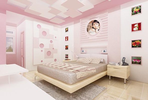 Không gian riêng dành cho cô con gái lớn với thiết kế nhẹ nhàng, nữ tính.