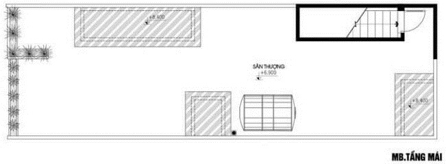 Mặt bằng mái nhà phố 2 tầng