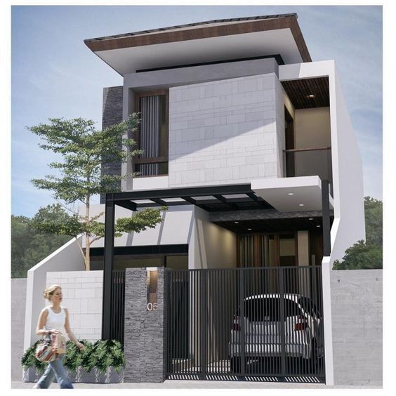 Phối cảnh 3D mẫu nhà phố 2 tầng phong cách hiện đại