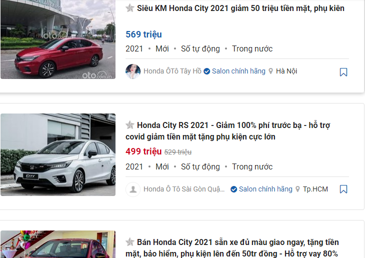 Khuyến mại Honda City được áp dụng tại hầu hết các đại lý phân phối 1