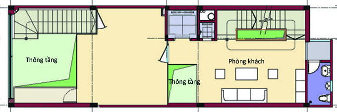 Mặt bằng tầng lửng nhà ống 