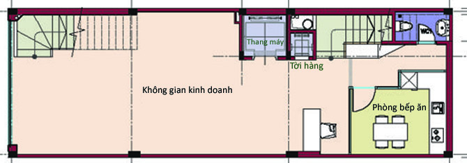 Mặt bằng công năng tầng 1 nhà ống hiện đại
