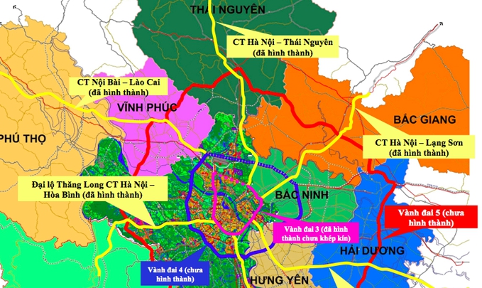 Mạng lưới đường v&agrave;nh đai thuộc quy hoạch v&ugrave;ng thủ đ&ocirc;