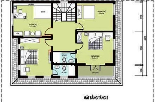 Mặt bằng bố tr&iacute; nội thất tầng 2 biệt thự