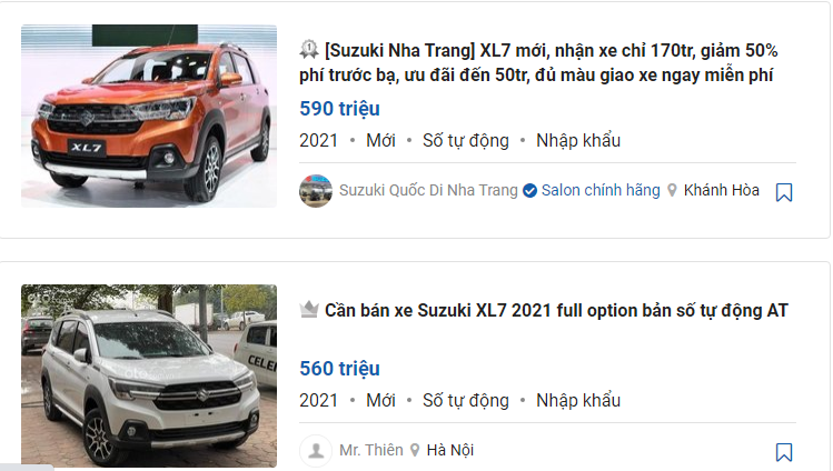 giá xe Suzuki XL7 tại đại lý hiện thấp hơn 40,9-44,9 triệu đồng. 1