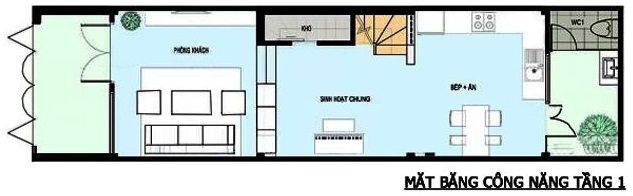 Mặt bằng thiết kế tầng 1 nh&agrave; ống