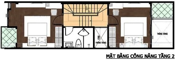 Mặt bằng thiết kế tầng 2 nh&agrave; ống