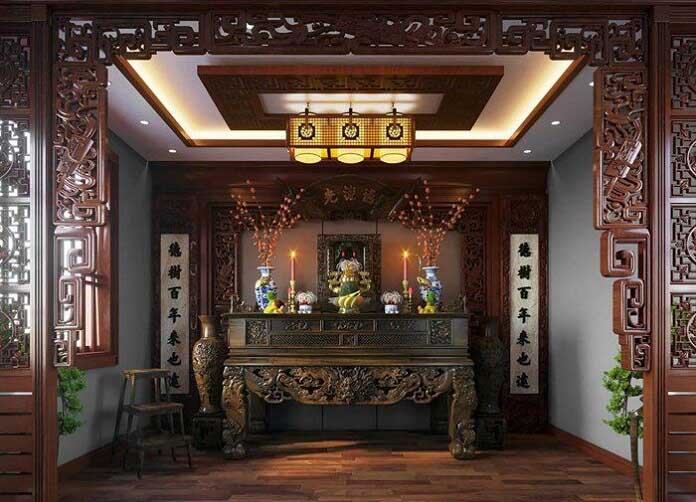 Ph&ograve;ng thờ t&ocirc;n nghi&ecirc;m, thể hiện tấm l&ograve;ng th&agrave;nh k&iacute;nh của con ch&aacute;u với c&aacute;c bậc tiền bối.