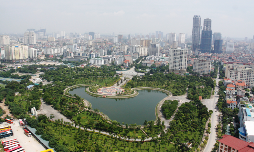 Một góc quận Cầu Giấy, TP. Hà Nội nhìn từ trên cao
